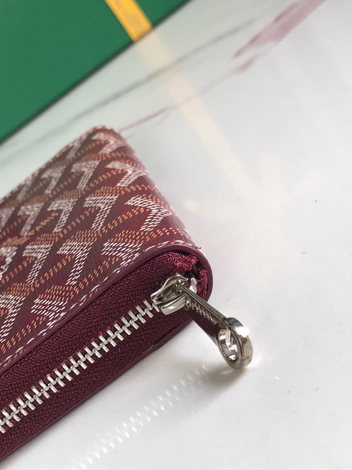 Goyard Matignon Mini Wallet 11 in Wine Red Goyardine Canvas and Calfskin