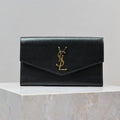 Saint Laurent Uptown Wallet 21 in Black Calfskin Gold Logo
