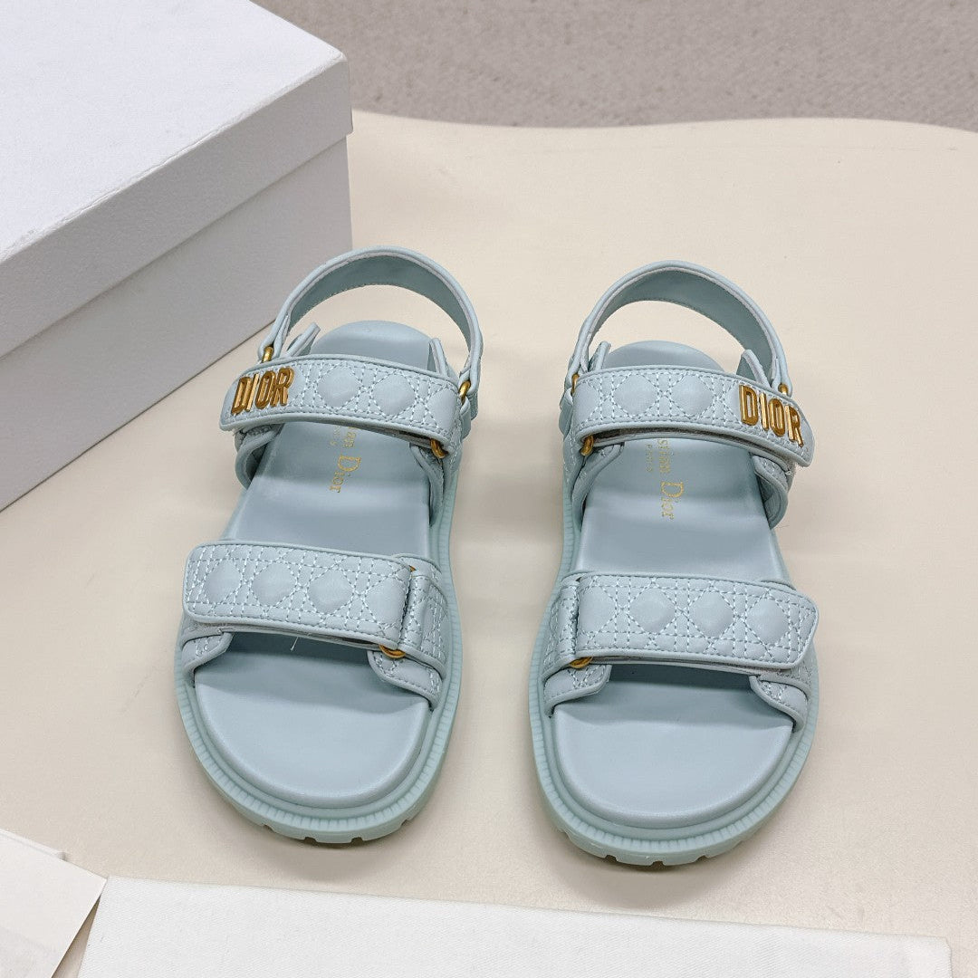 Dior Back-Strap Sandals 25S in Pastel Blue Calfskin