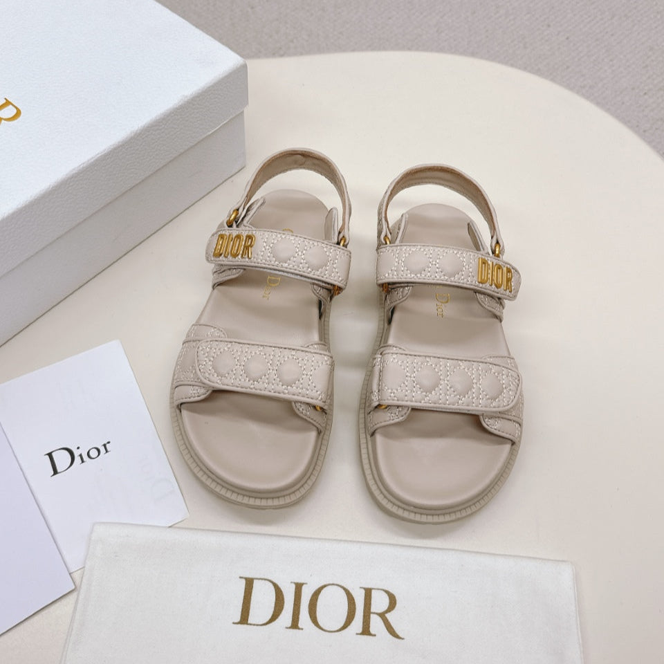 Dior Back-Strap Sandals 25S in Light Beige Calfskin