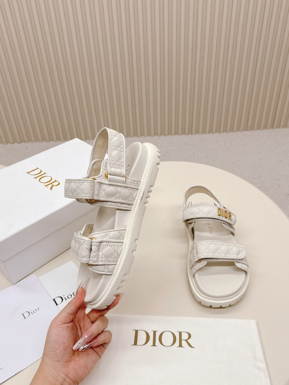 Dior Back-Strap Sandals 25S in Cream White Calfskin