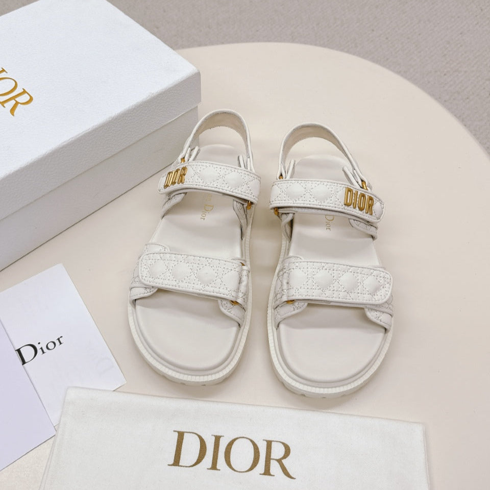 Dior Back-Strap Sandals 25S in Cream White Calfskin