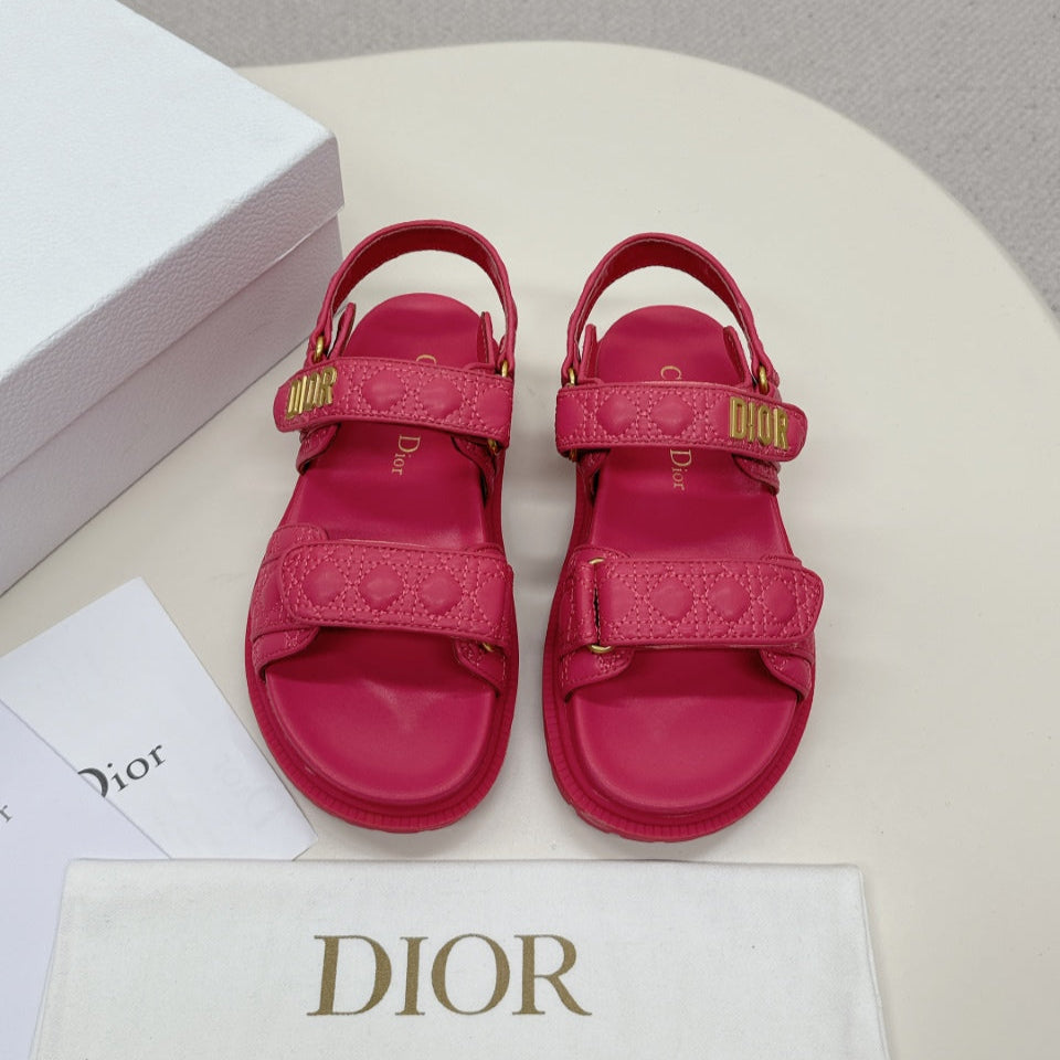 Dior Back-Strap Sandals 25S in Dark Pink Calfskin