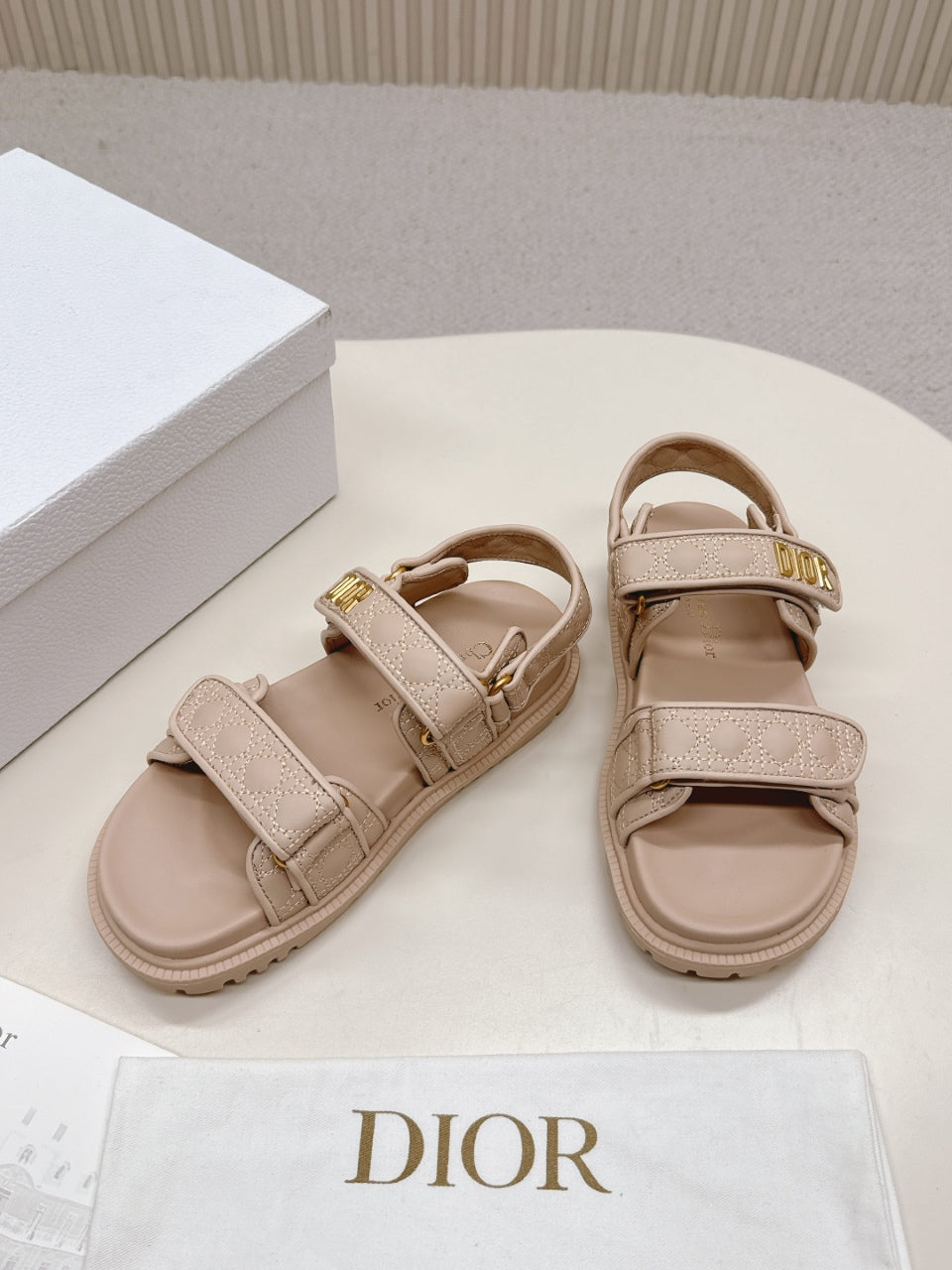 Dior Back-Strap Sandals 25S in Beige Calfskin