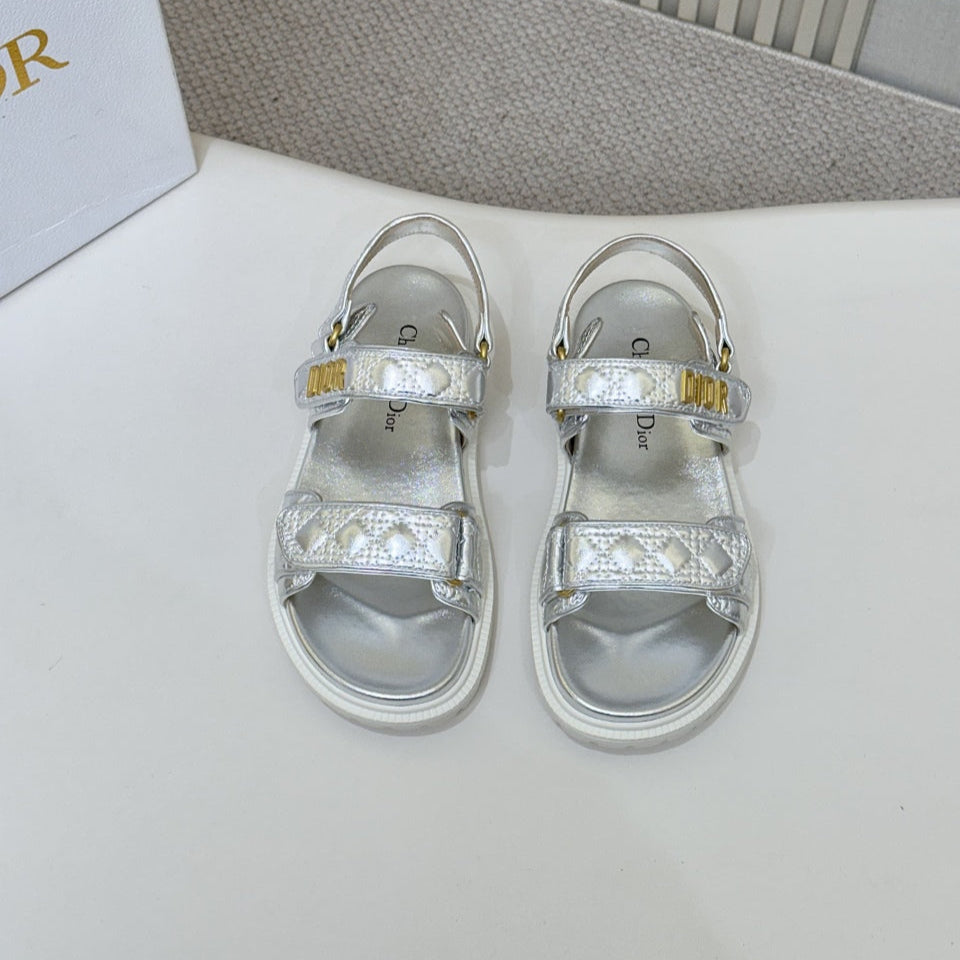 Dior Back-Strap Sandals 25S in Silver Calfskin