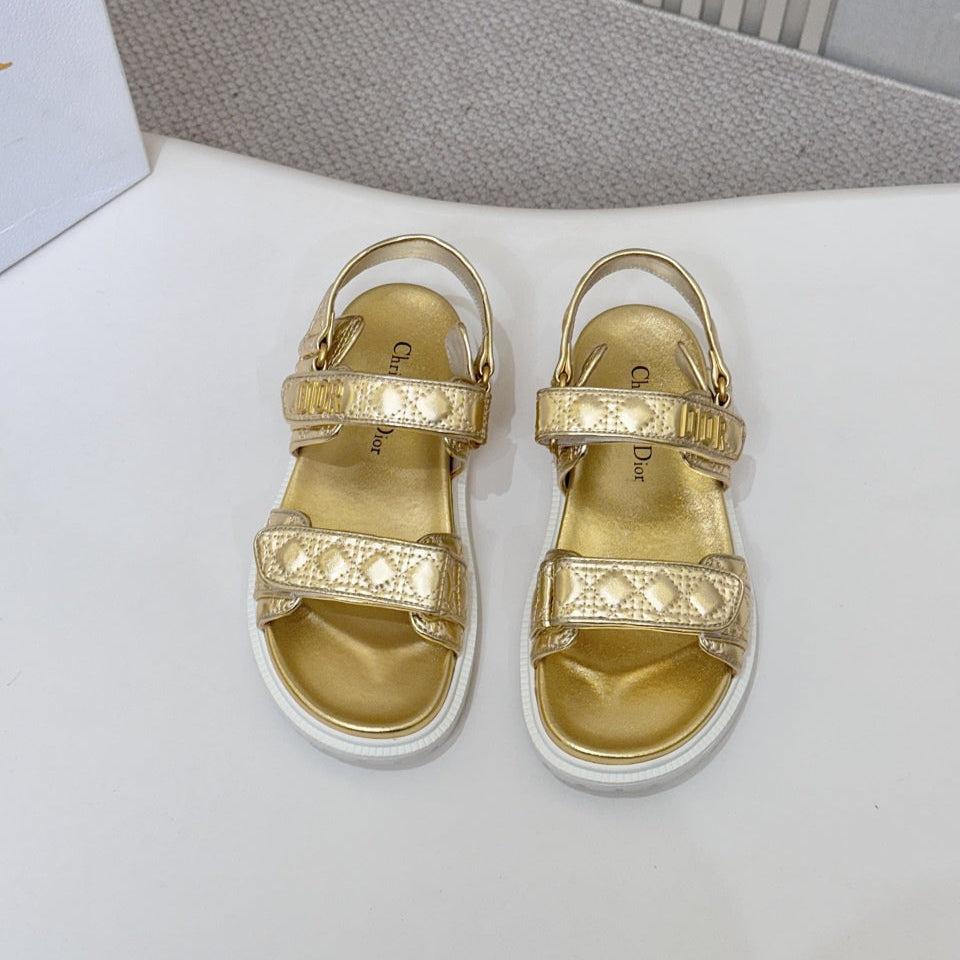 Dior Back-Strap Sandals 25S in Gold Calfskin