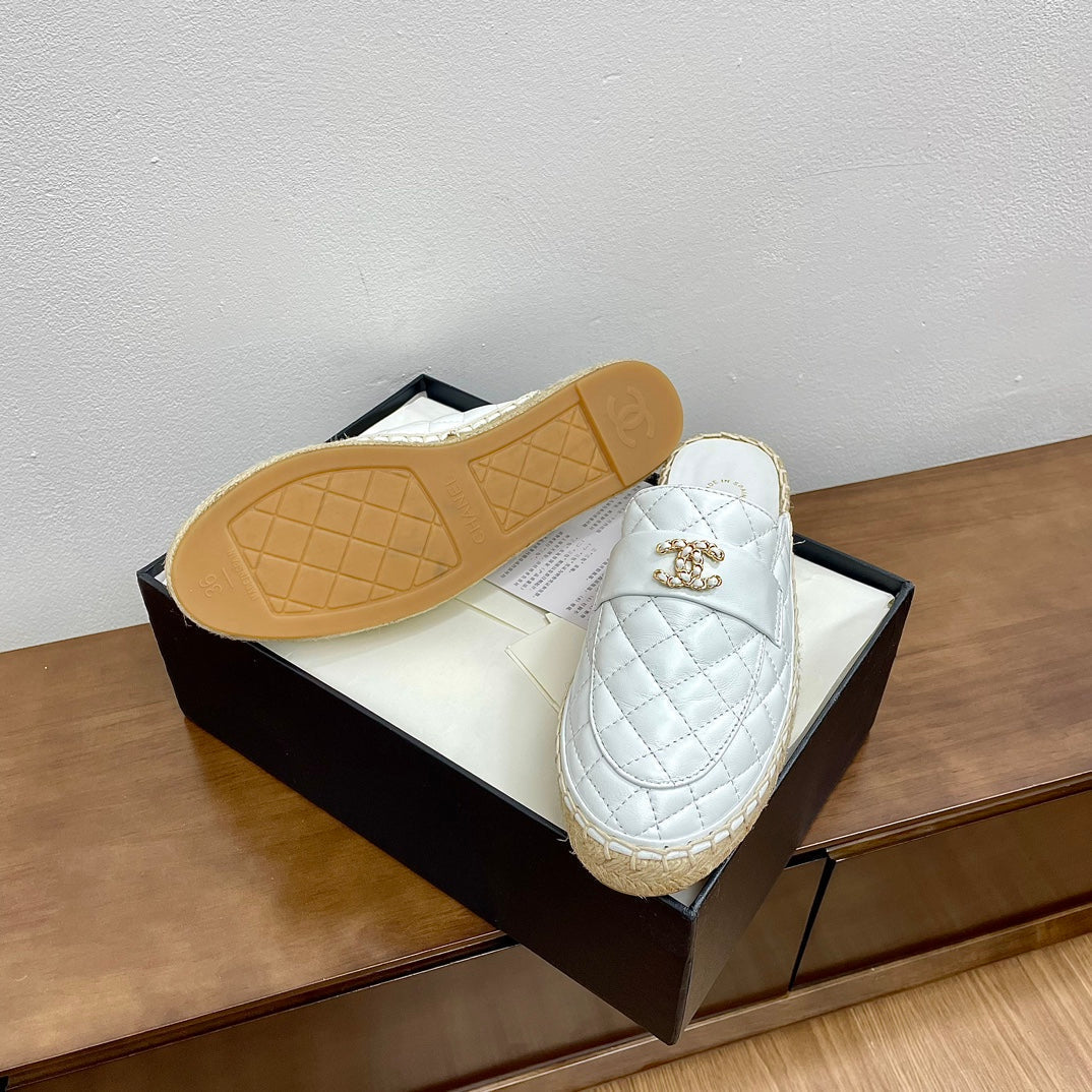 Chanel Women Half - Slippers White Lambskin