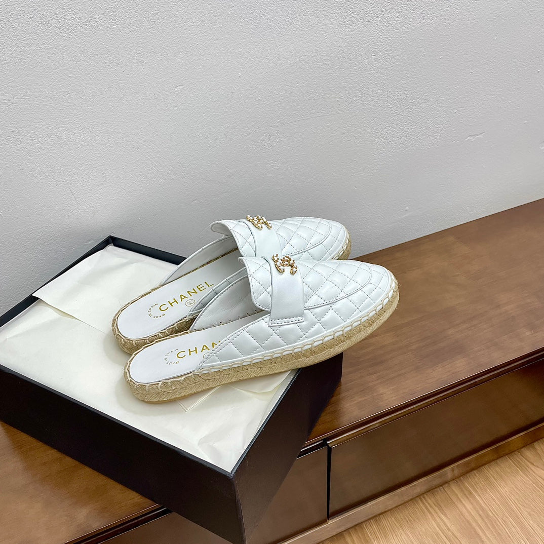 Chanel Women Half - Slippers White Lambskin