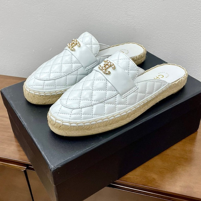 Chanel Women Half - Slippers White Lambskin