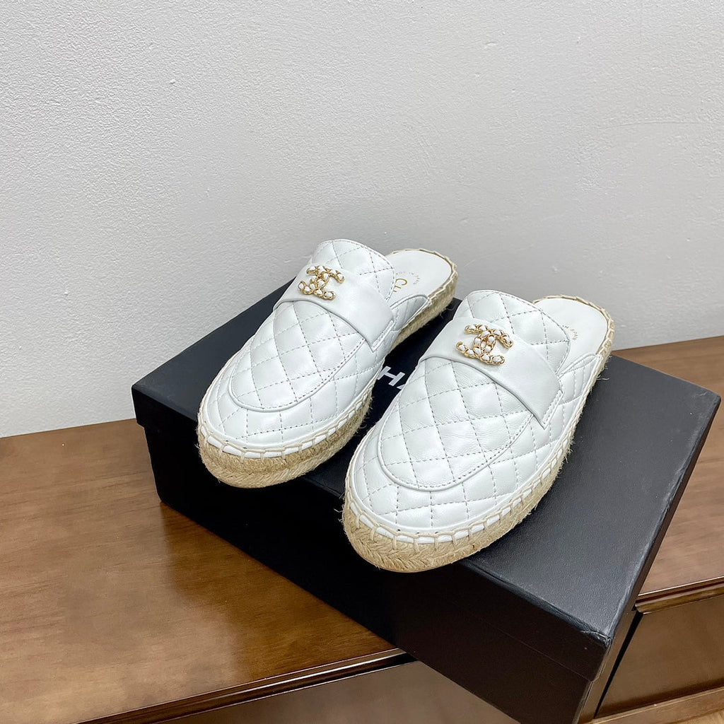 Chanel Women Half - Slippers White Lambskin