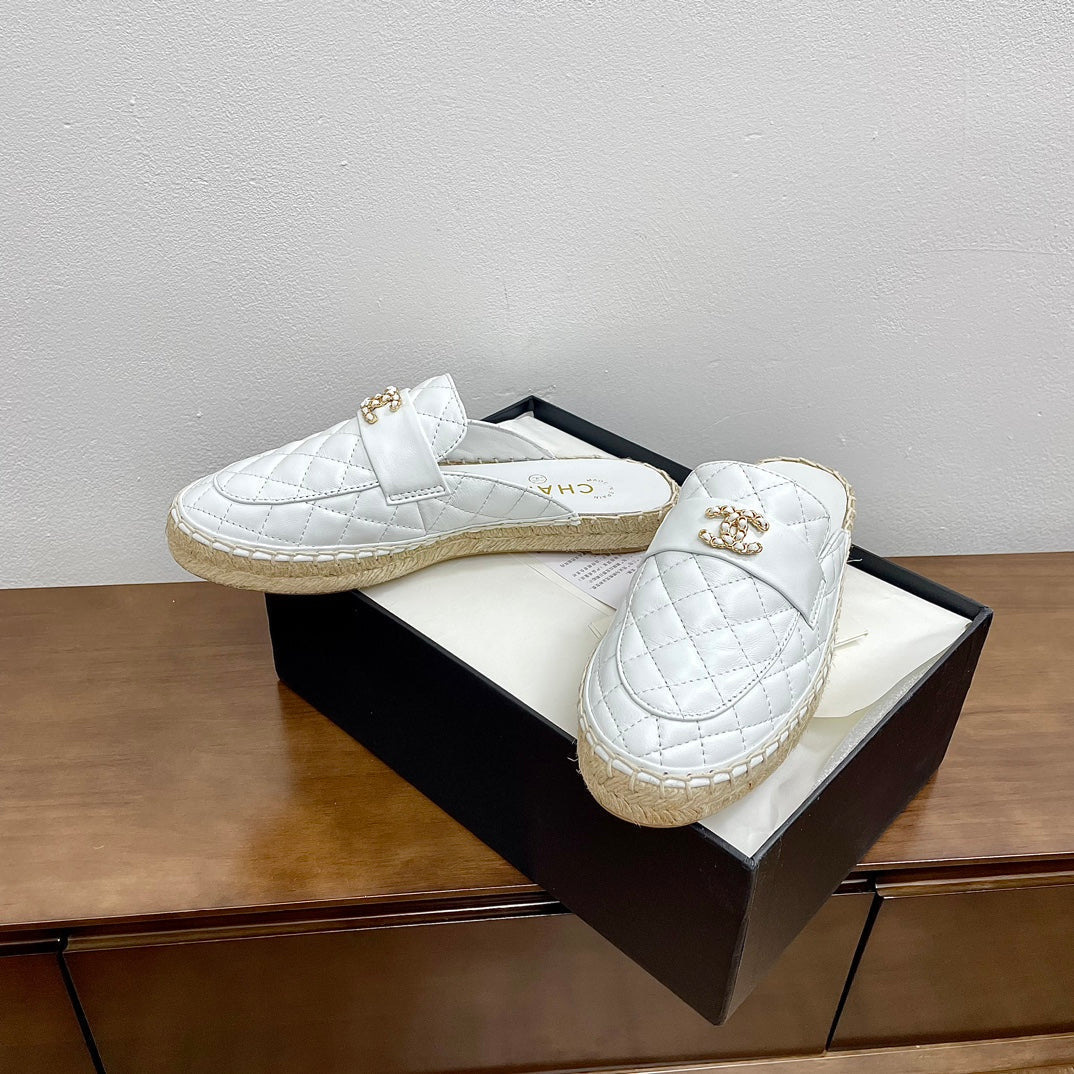 Chanel Women Half - Slippers White Lambskin