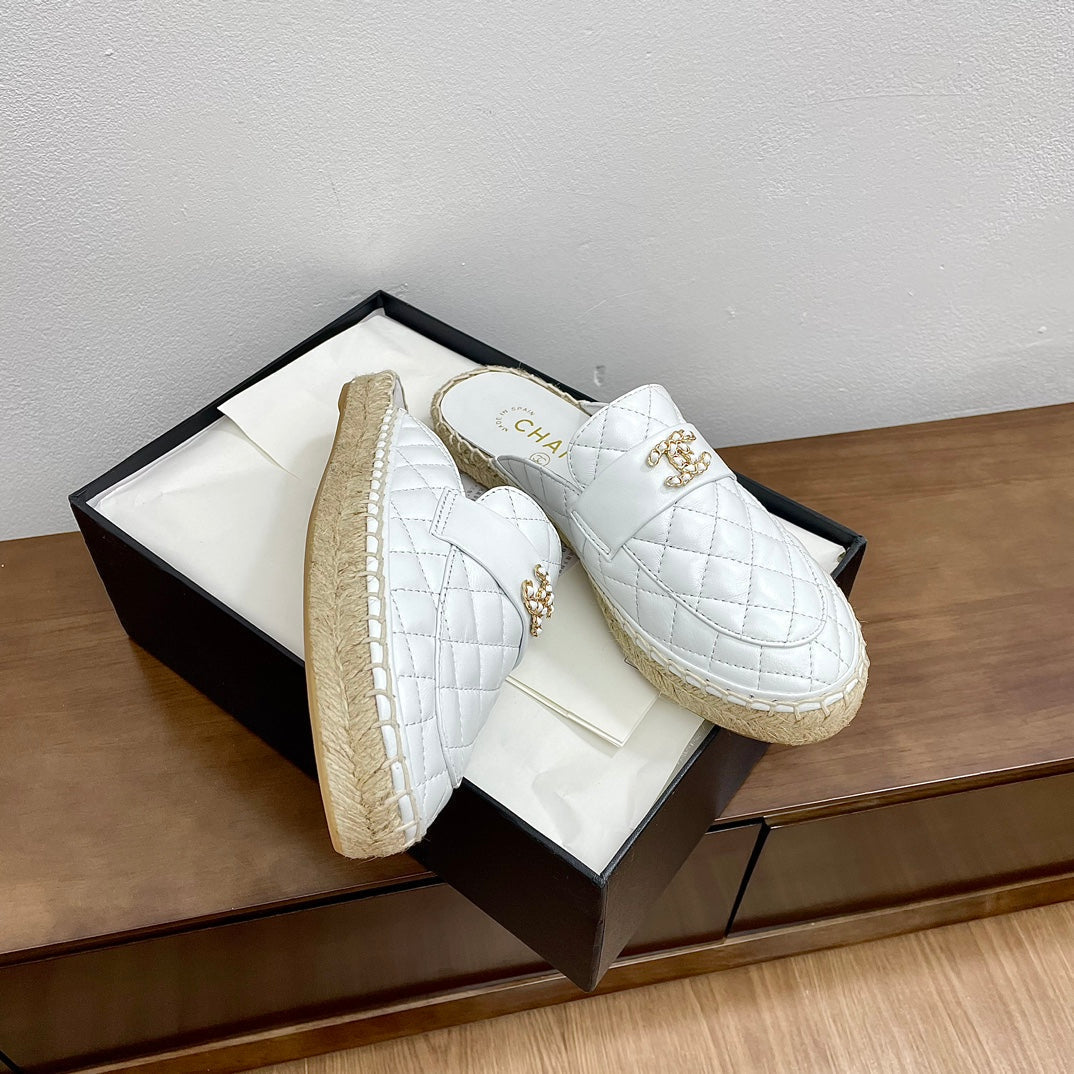 Chanel Women Half - Slippers White Lambskin