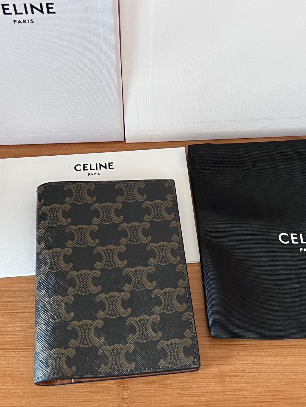 Celine 25S Passport Holder with Logo Print 13 in Calfskin