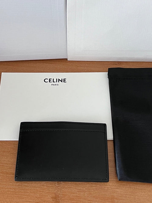 Celine 25S Card Holder Cuir Triomphe 11 in Black Shiny Calfskin