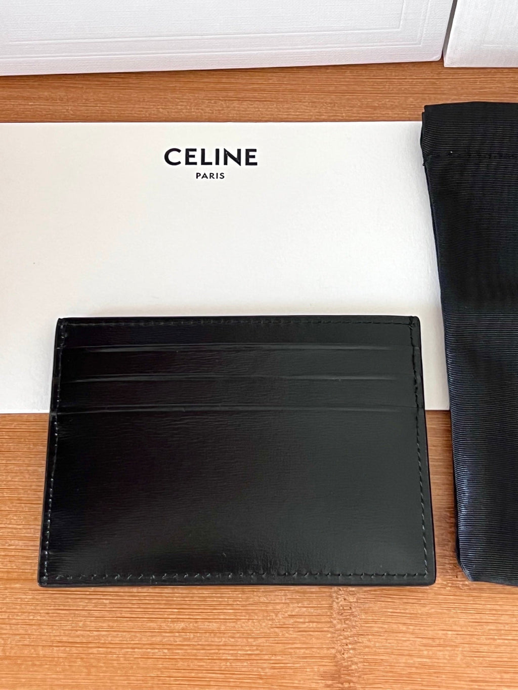 Celine 25S Card Holder Triomphe Logo 11 in Black Calfskin Gold Hardware