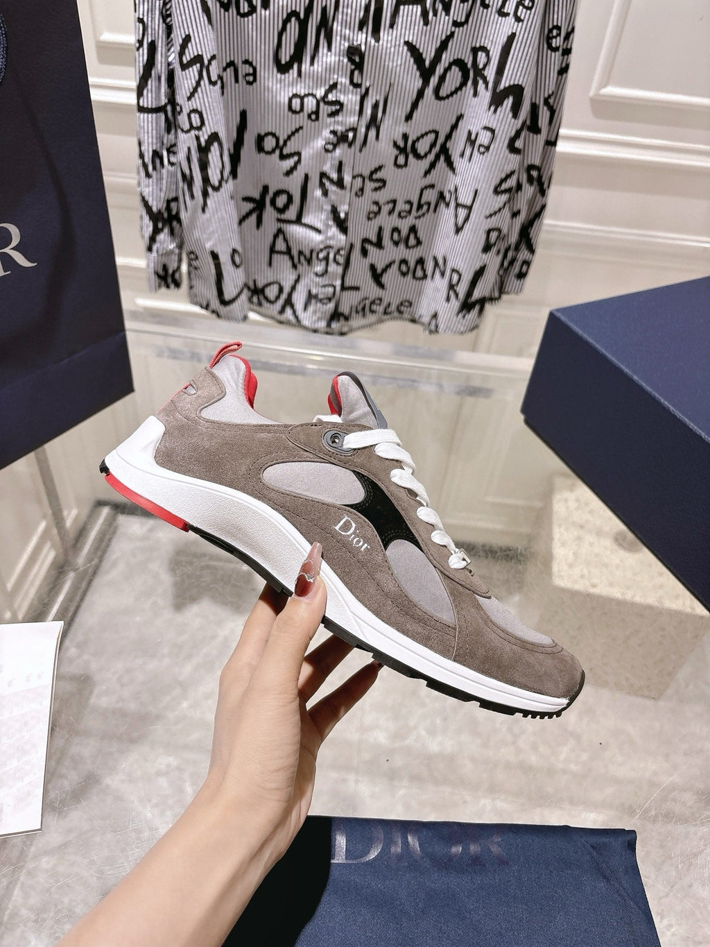 Dior 25S Mile Series Sneakers 25mm in Brown Suede
