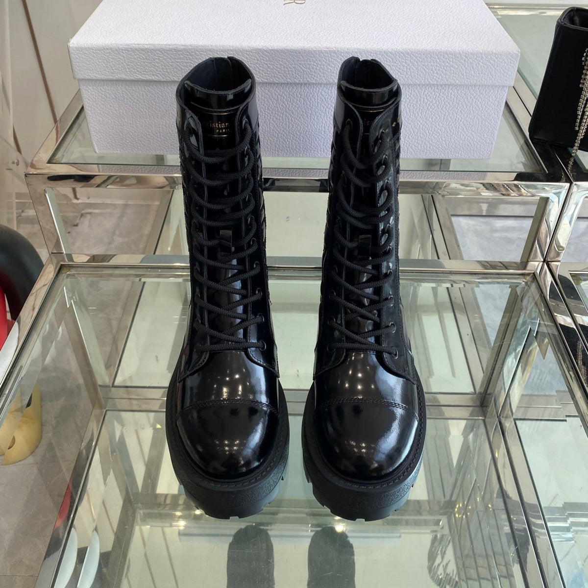 Dior 25S D-Unit Ankle Boot in Black Quilted Cannage Calfskin