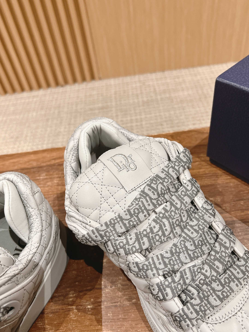 Dior By Erl B9S Skater Sneaker in Pale Gray Cannage Lambskin