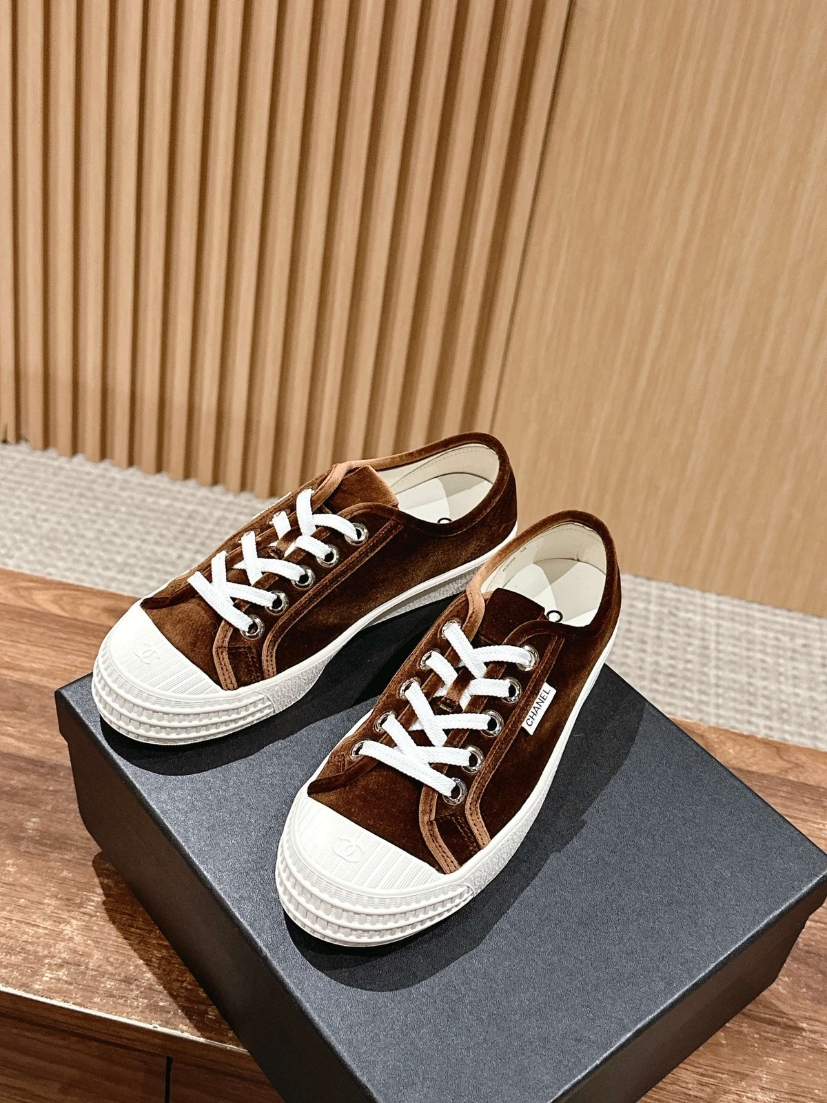 Chanel Converse Sneaker in Penny Brown Velvet