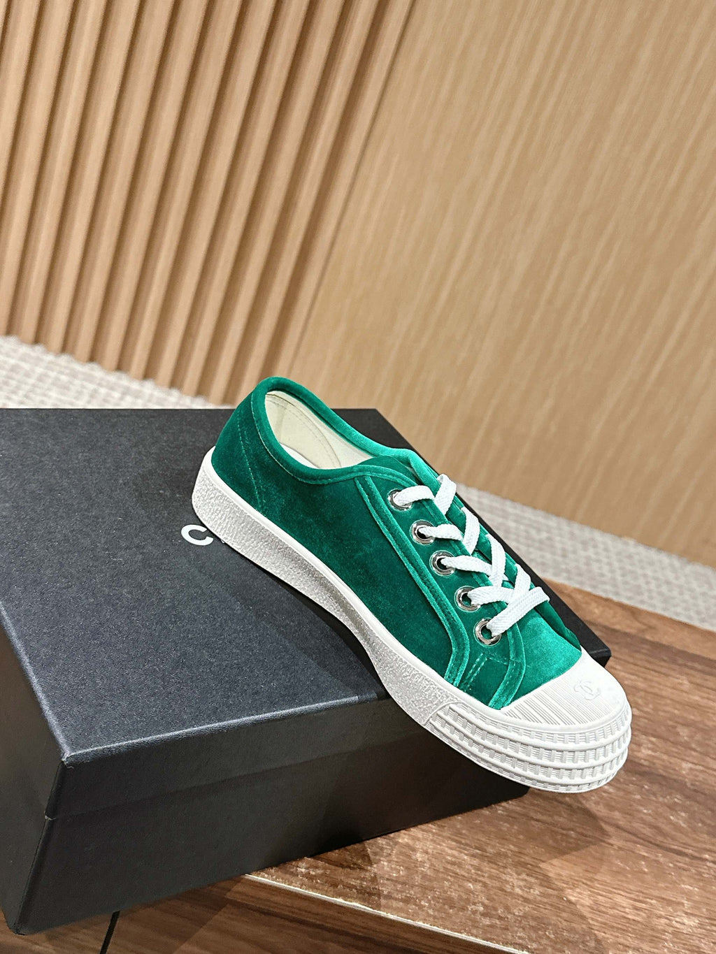 Chanel Converse Sneaker in Teal Green Velvet