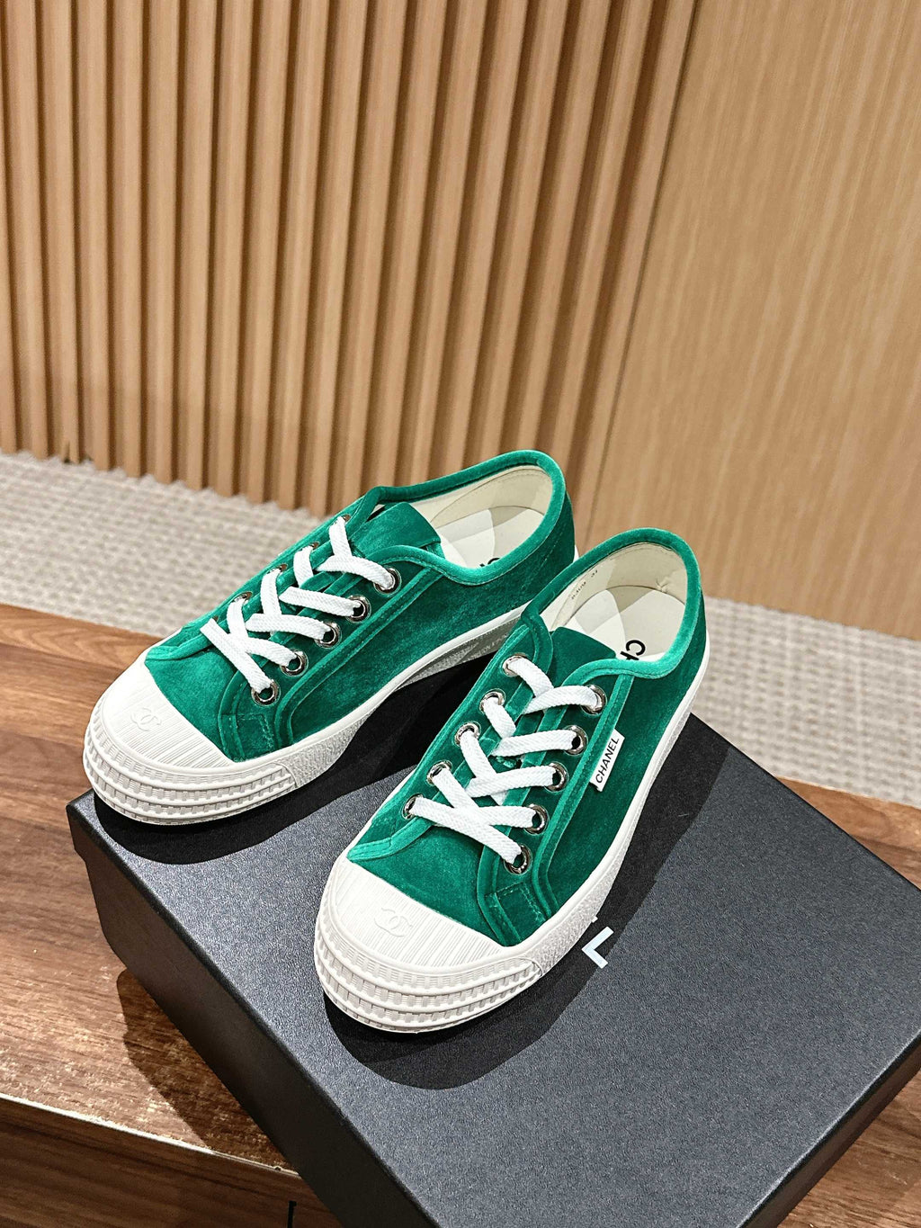 Chanel Converse Sneaker in Teal Green Velvet