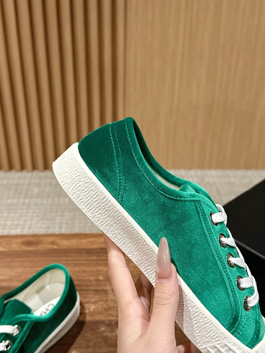 Chanel Converse Sneaker in Teal Green Velvet