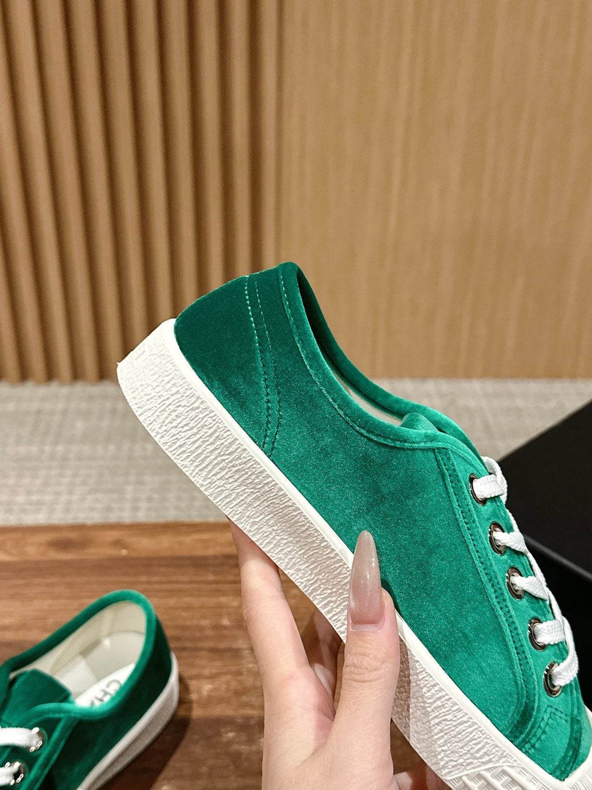 Chanel Converse Sneaker in Teal Green Velvet