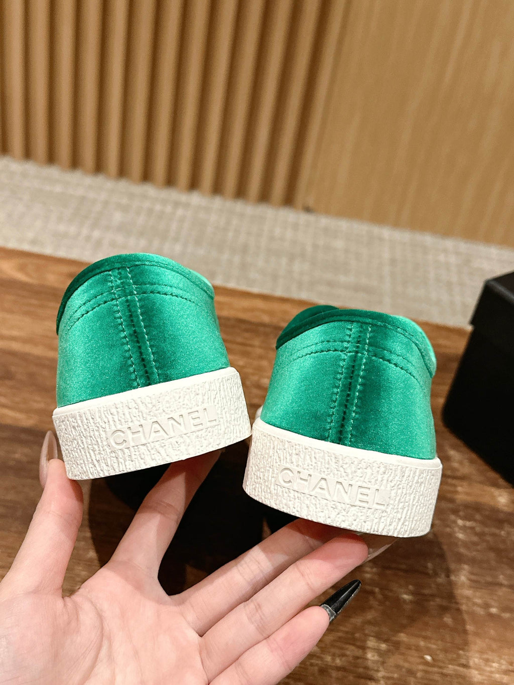 Chanel Converse Sneaker in Teal Green Velvet