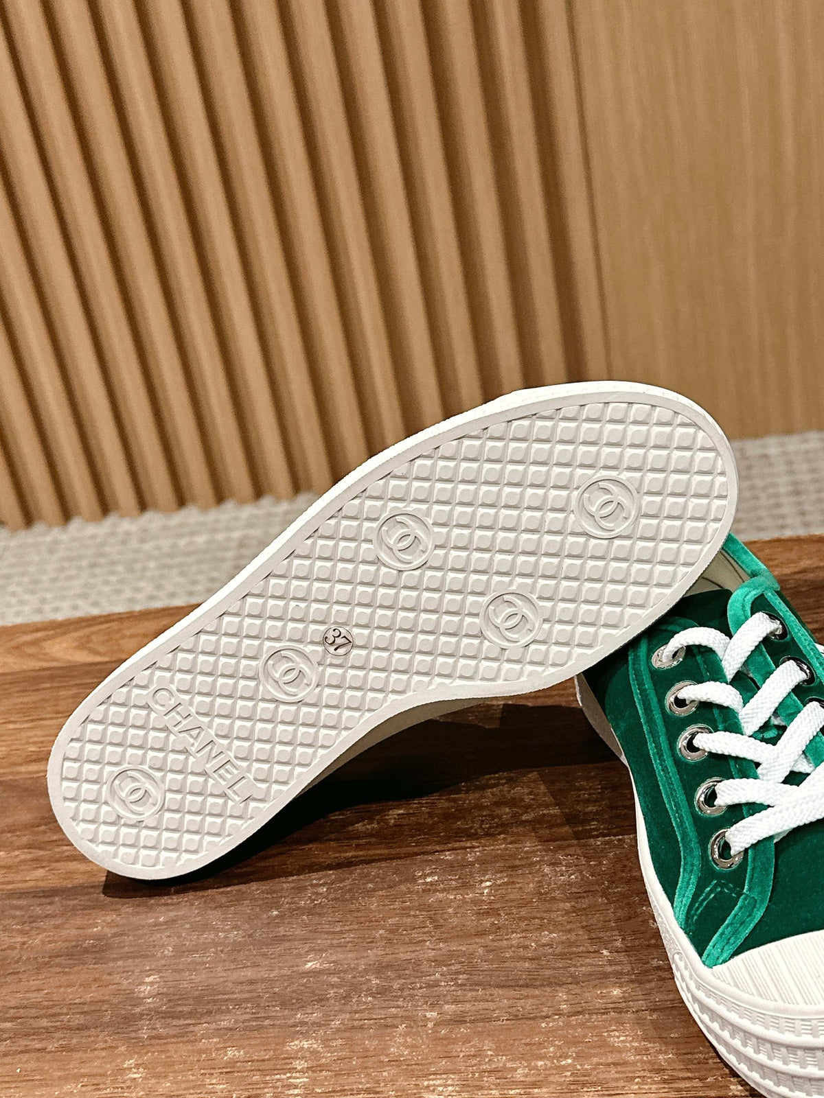 Chanel Converse Sneaker in Teal Green Velvet