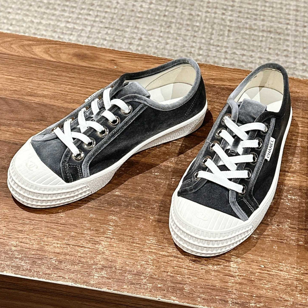 Chanel Converse Sneaker in Charcoal Black Velvet