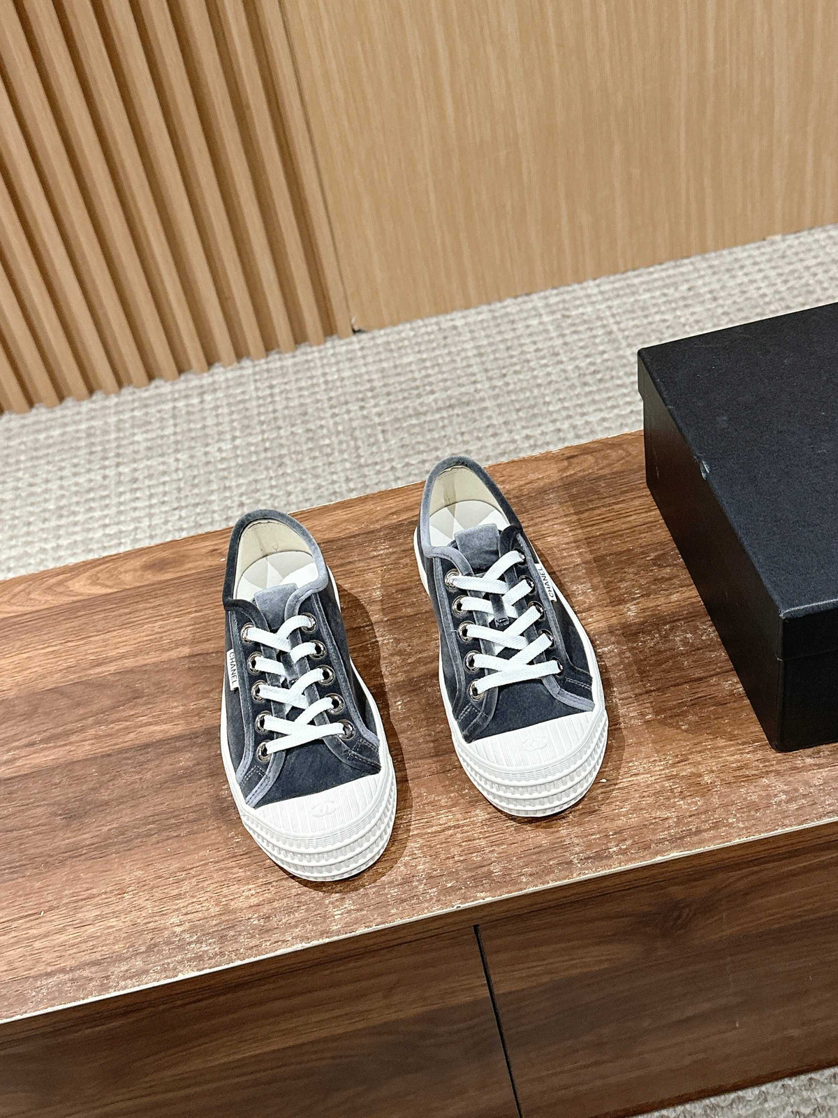 Chanel Converse Sneaker in Charcoal Black Velvet