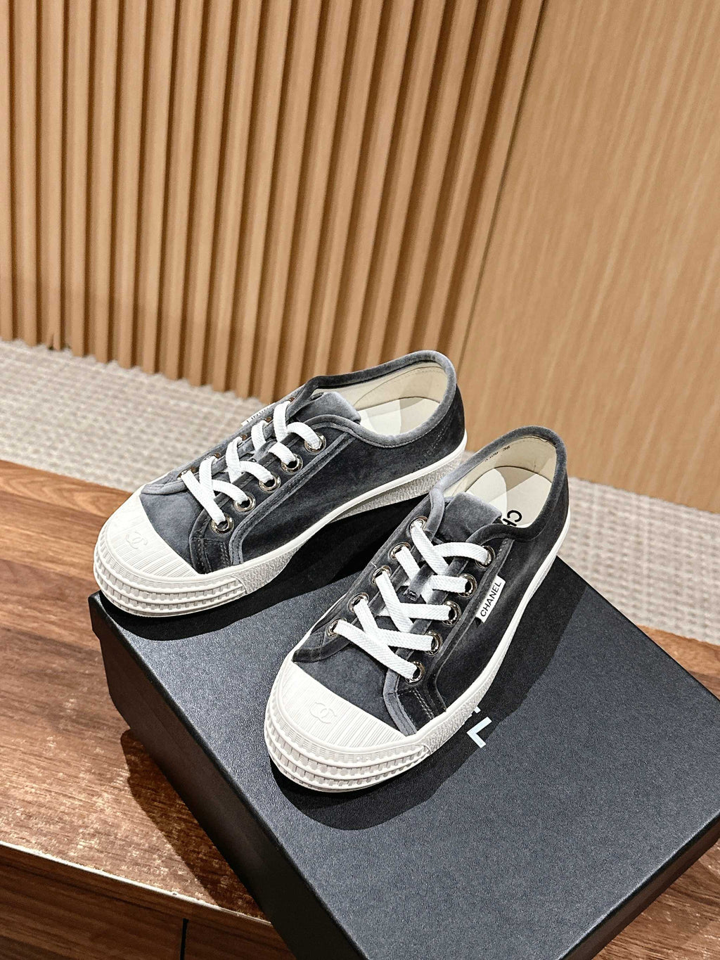 Chanel Converse Sneaker in Charcoal Black Velvet