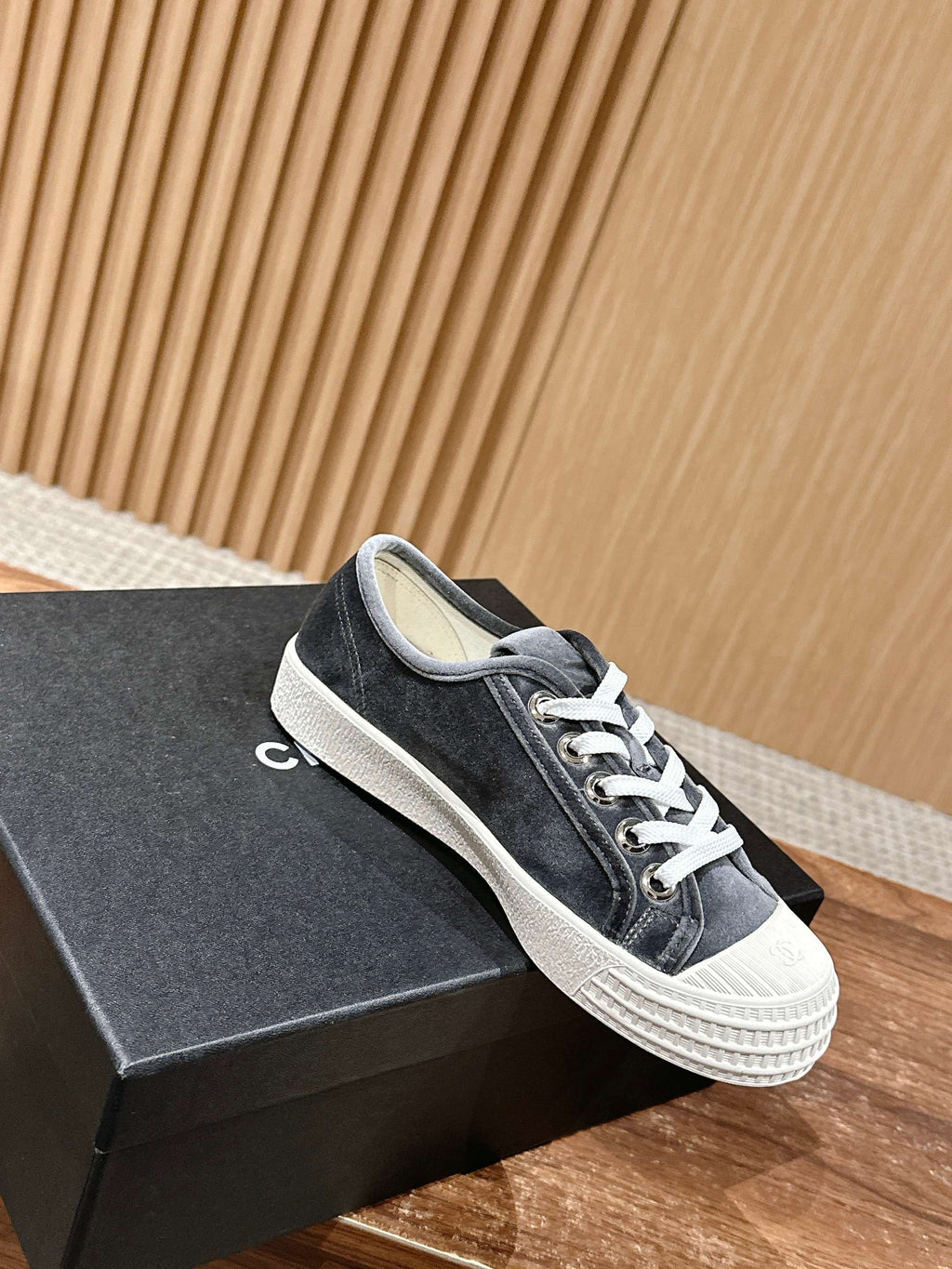 Chanel Converse Sneaker in Charcoal Black Velvet