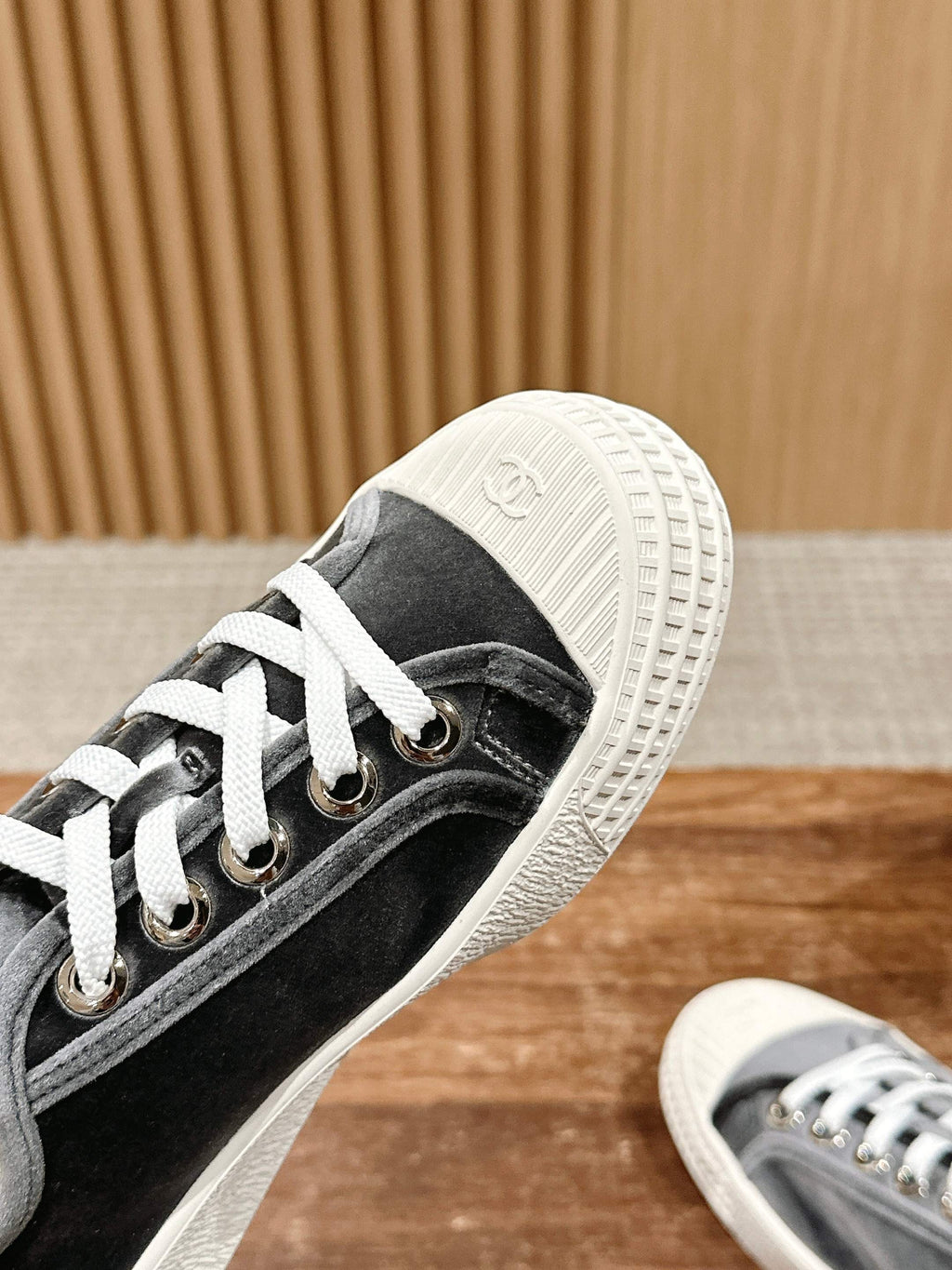 Chanel Converse Sneaker in Charcoal Black Velvet