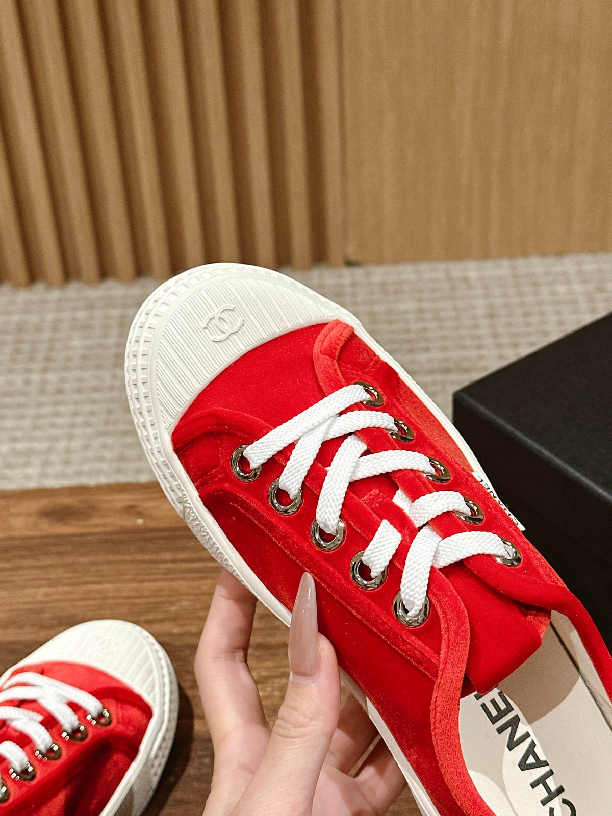 Chanel Converse Sneaker in Ruby Red Velvet
