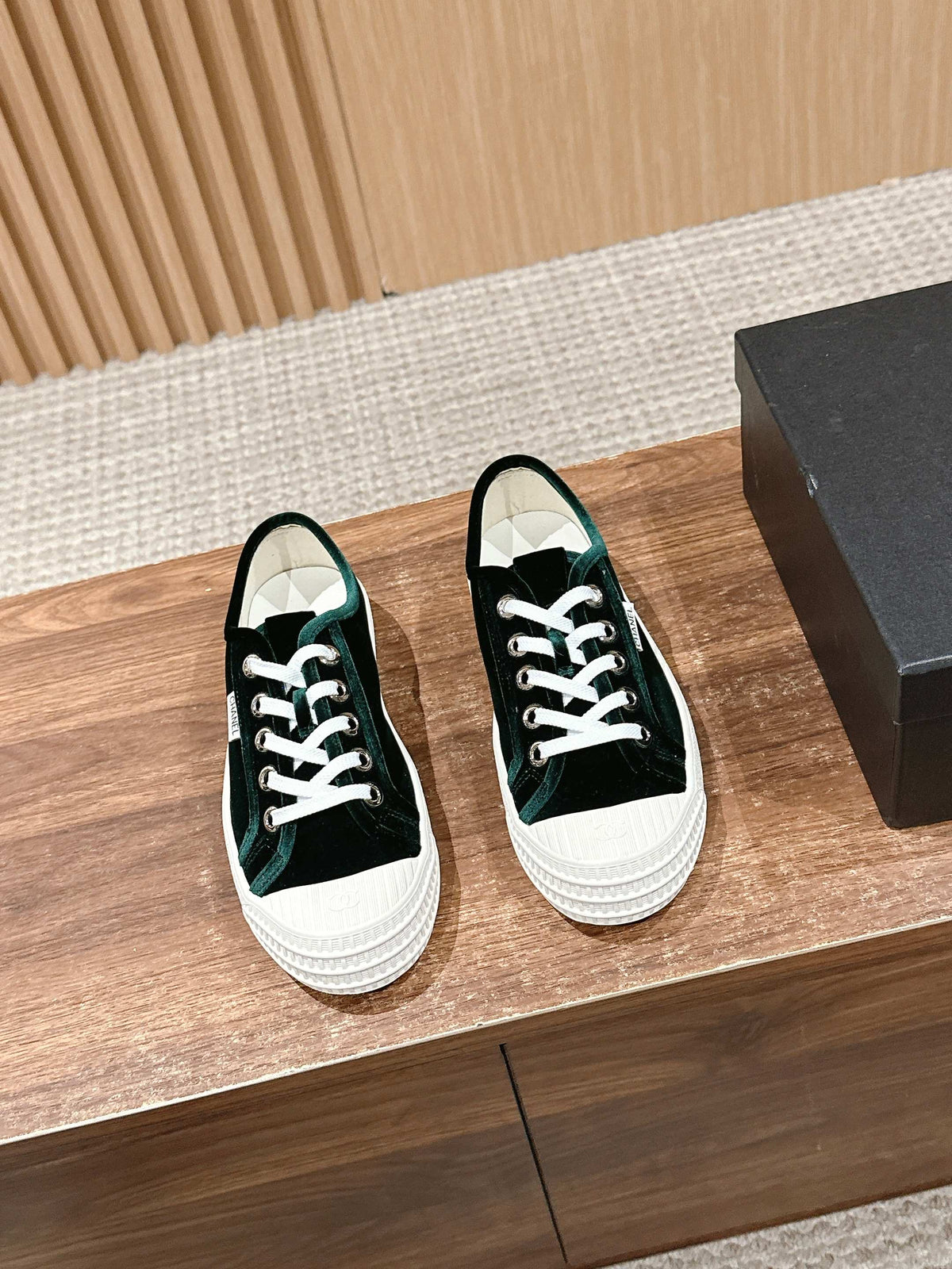 Chanel Converse Sneaker in Dark Green Velvet