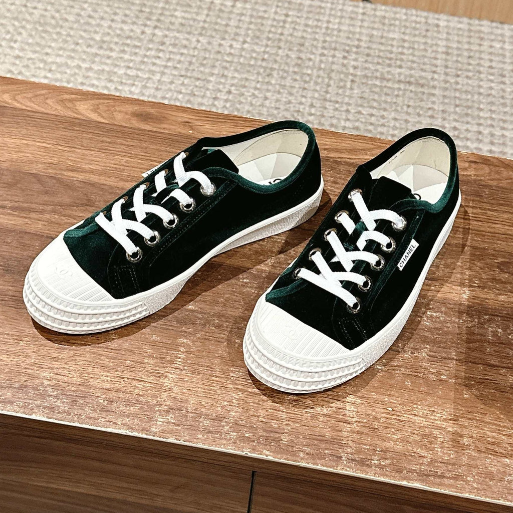 Chanel Converse Sneaker in Dark Green Velvet