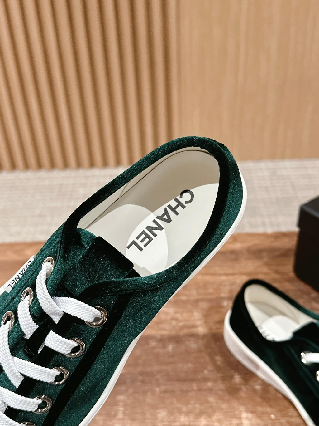 Chanel Converse Sneaker in Dark Green Velvet