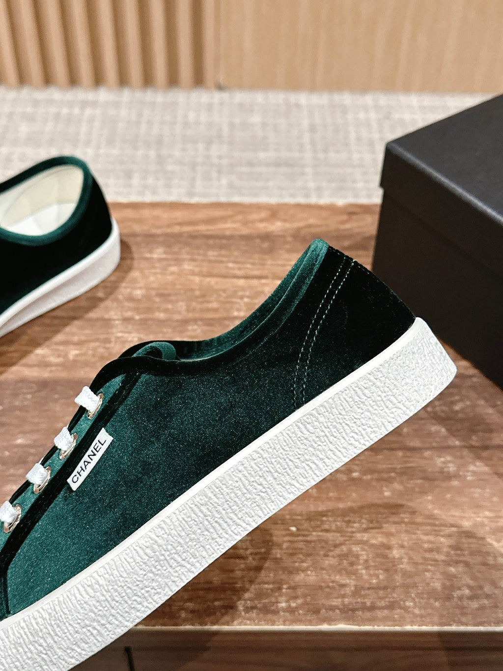 Chanel Converse Sneaker in Dark Green Velvet