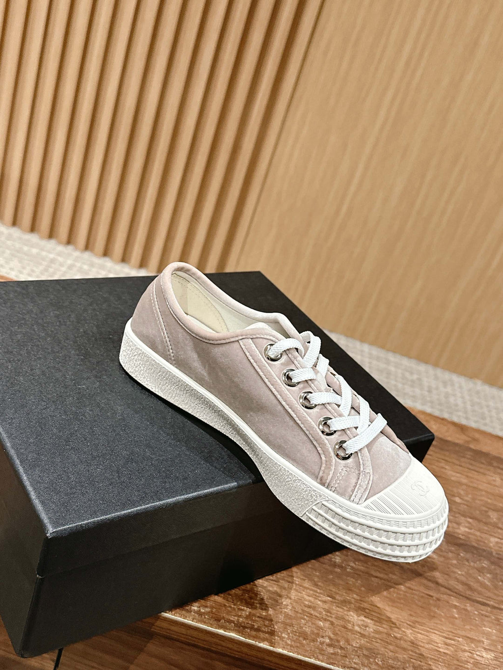 Chanel Converse Sneaker in Khaki Brown Velvet