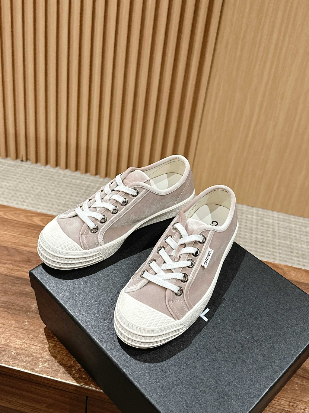 Chanel Converse Sneaker in Khaki Brown Velvet