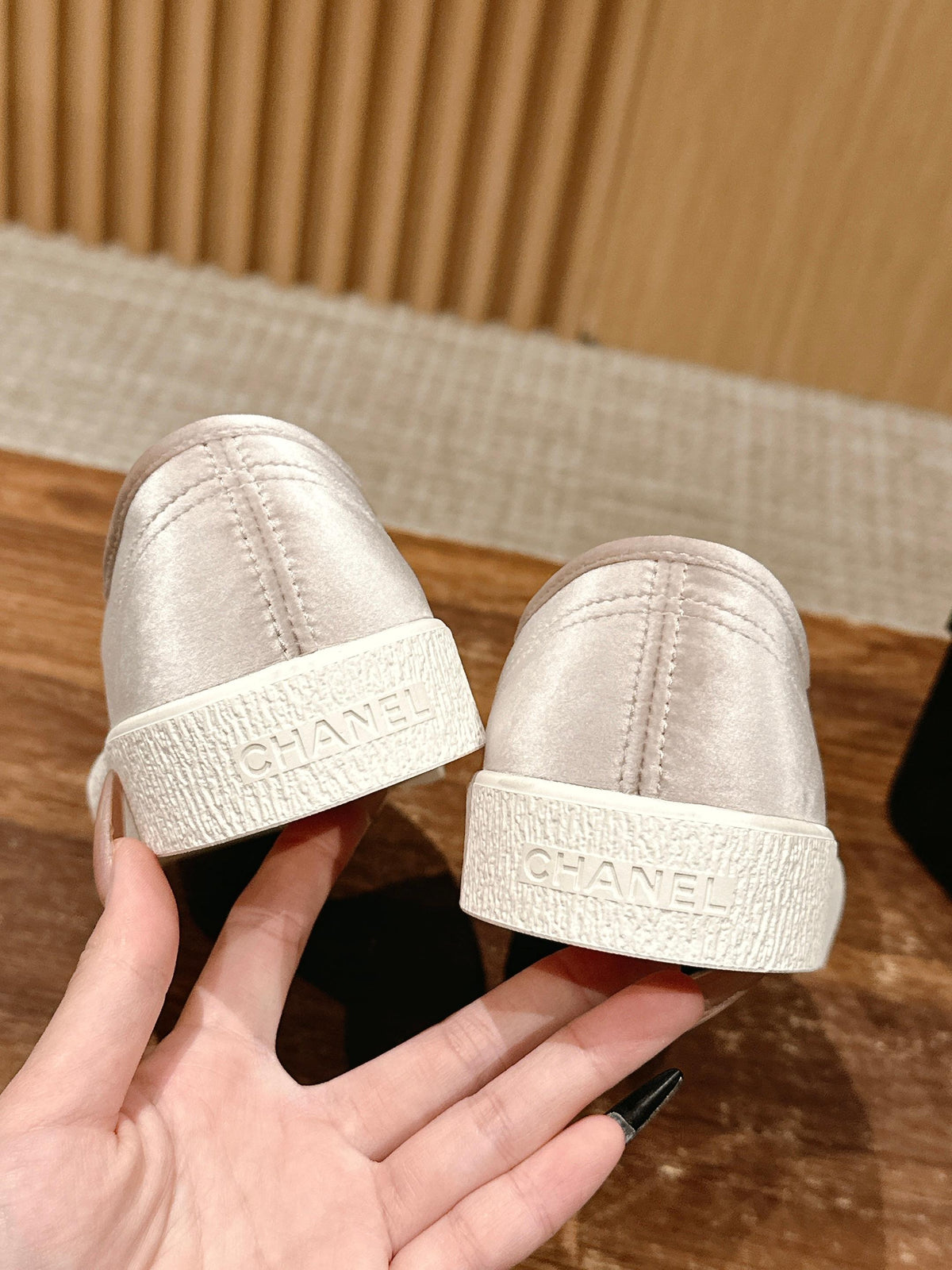 Chanel Converse Sneaker in Khaki Brown Velvet