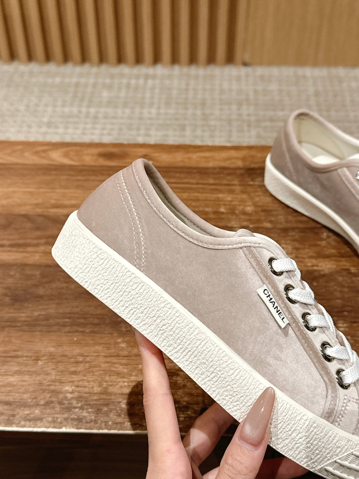Chanel Converse Sneaker in Khaki Brown Velvet