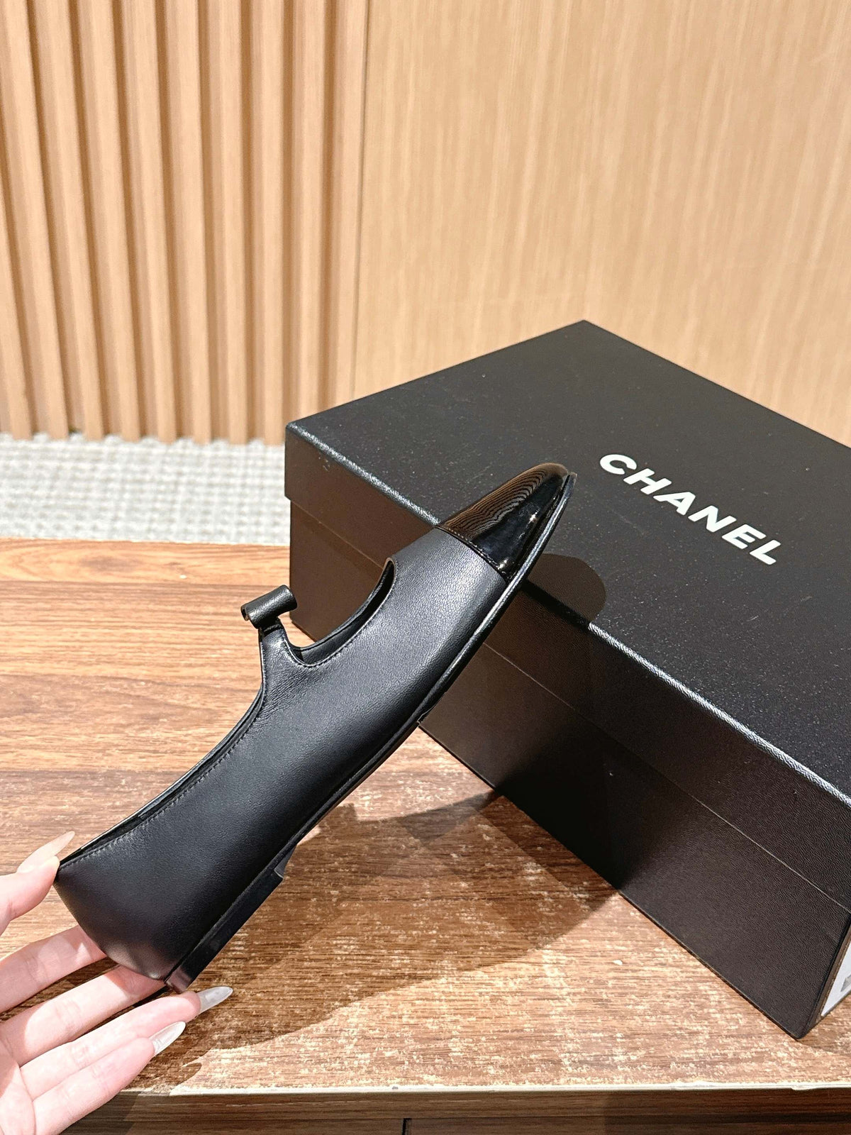 Chanel 25S Ballet Mary Janes Black in Calfskin and Patent Calfskin