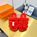 Hermes Chypre Sandal in Candy Red Shearling