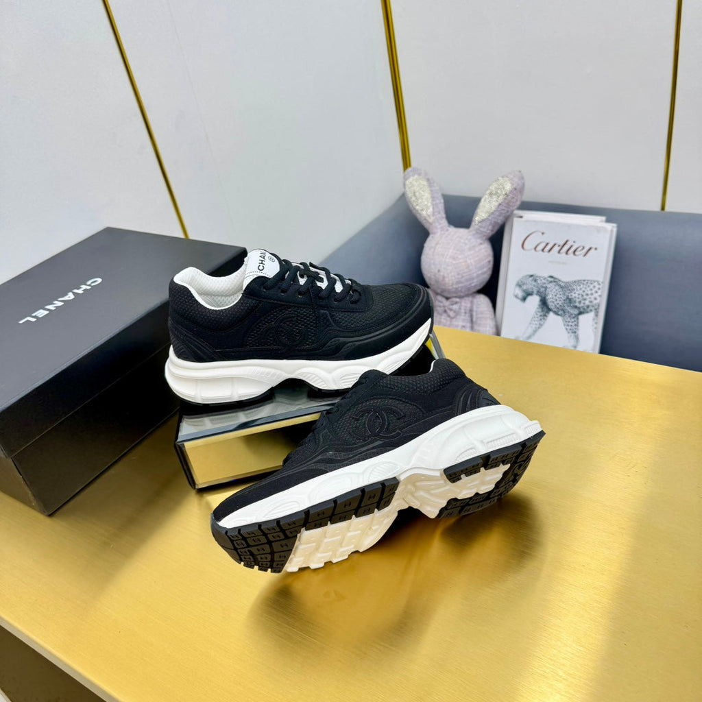 Chanel Dad Sneaker in Black Suede and Breathable Mesh