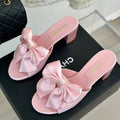 Chanel Double Big Bow High Heels Sheepskin Light Pink