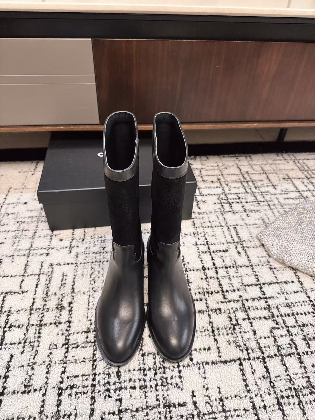 Chanel Boots in Black Suede and Calfskin 393518