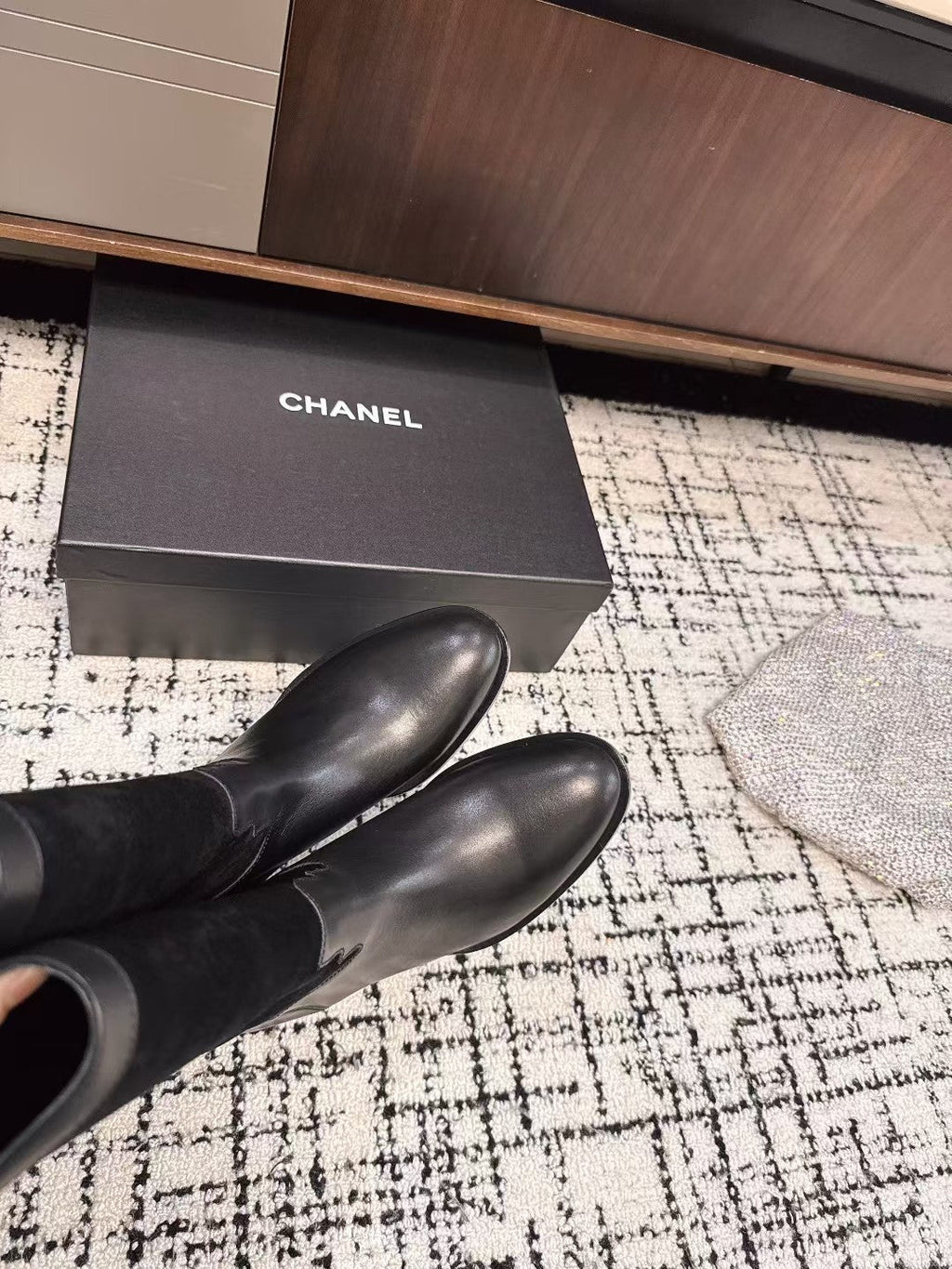 Chanel Boots in Black Suede and Calfskin 393518