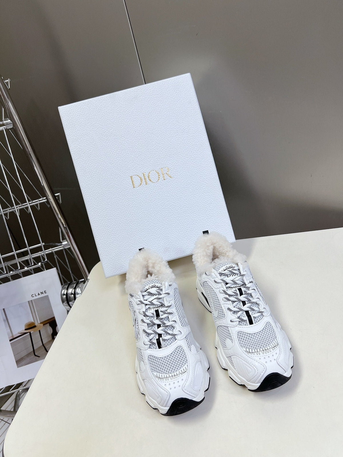 Dior Chrono Sneaker 25S in White Lambskin and Mesh Fabric Style 2